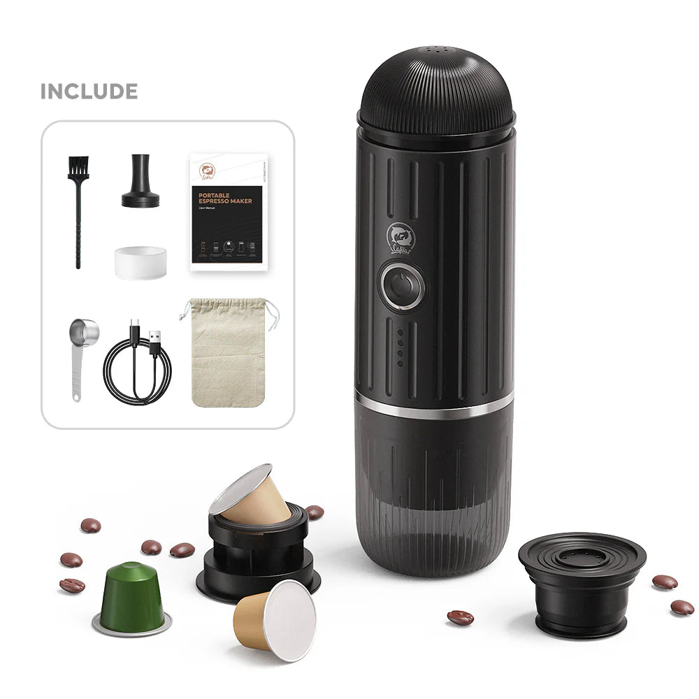 ICafilas Heating Portable Espresso Coffee Machine (2 in 1) for Car & Home Camping Coffee Maker Fit Nespresso Capsule Ground Coffee Powder