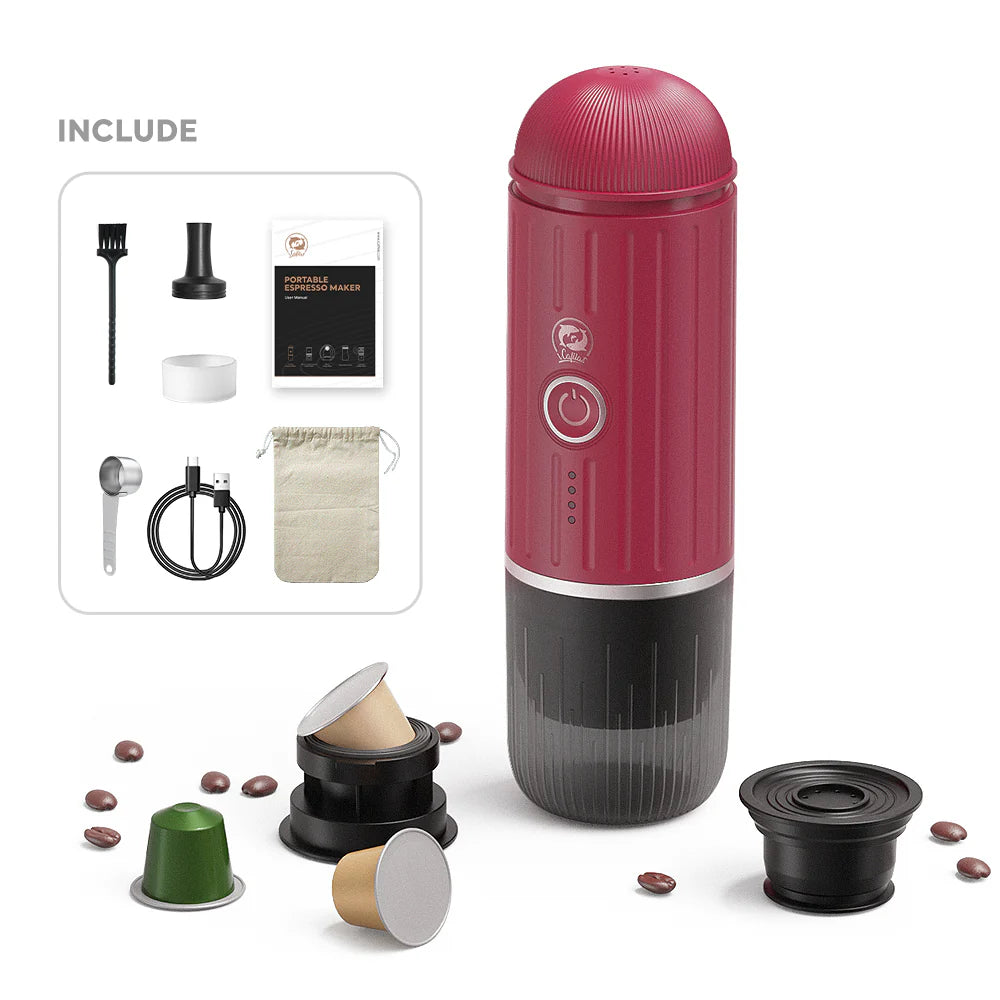 ICafilas Heating Portable Espresso Coffee Machine (2 in 1) for Car & Home Camping Coffee Maker Fit Nespresso Capsule Ground Coffee Powder