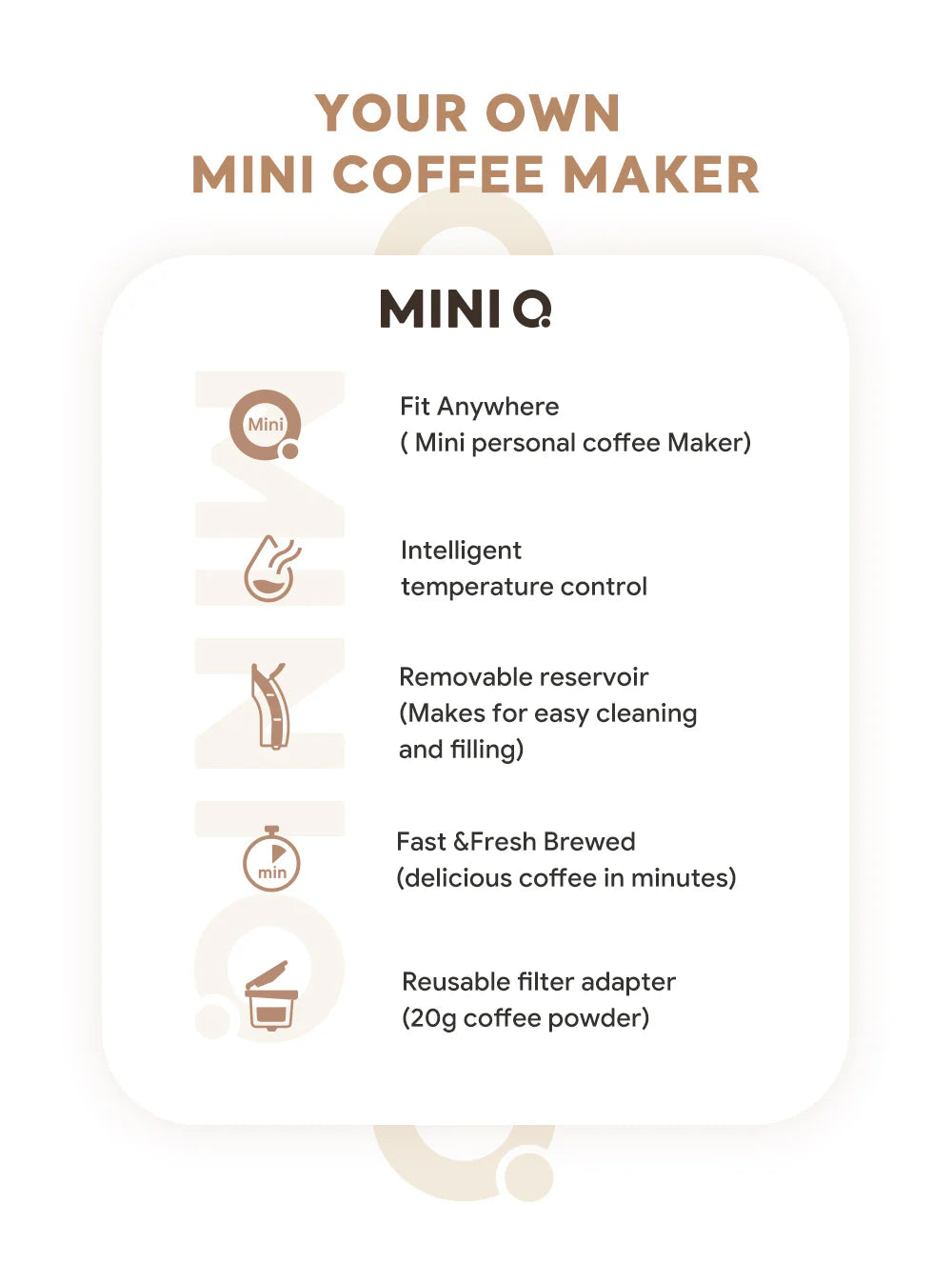 iCafilas MINI Q Coffee Maker Portable Americano Coffee Machine Compatible with Coffee Ground 4-8 Oz Single Serve , K – CUP &Tea Home Office Cafeteria