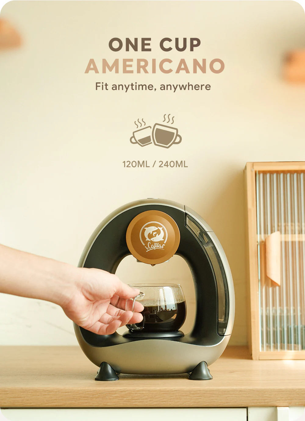 Mini Q American Coffee Machine 2 Coffee Adapter fit for K cup & Coffee Ground 4-8 Oz Single Serve Coffee Maker