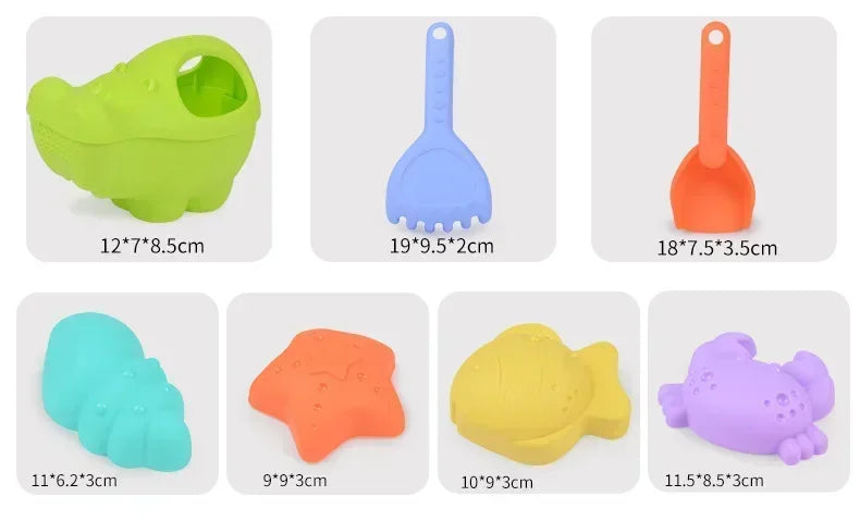 Children Summer Beach Sand Toys Outdoor Sand Shovel Water Play Tools Beachside Trolley Suitcase Sand Moulds Sand Rake Kids Gifts