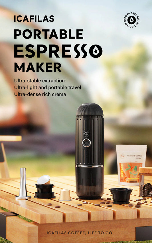 ICafilas Heating Portable Espresso Coffee Machine (2 in 1) for Car & Home Camping Coffee Maker Fit Nespresso Capsule Ground Coffee Powder