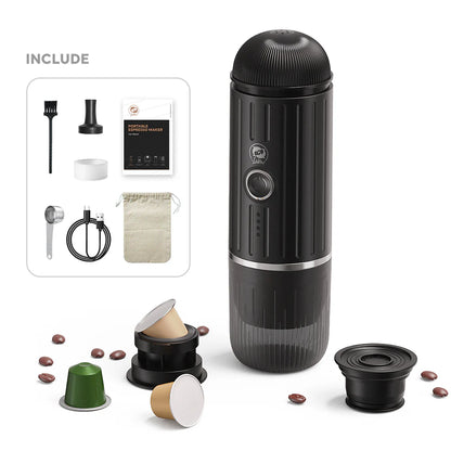 ICafilas Heating Portable Espresso Coffee Machine (2 in 1) for Car & Home Camping Coffee Maker Fit Nespresso Capsule Ground Coffee Powder