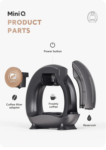 iCafilas MINI Q Coffee Maker Portable Americano Coffee Machine Compatible with Coffee Ground 4-8 Oz Single Serve , K – CUP &Tea Home Office Cafeteria