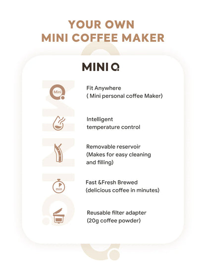 iCafilas MINI Q Coffee Maker Portable Americano Coffee Machine Compatible with Coffee Ground 4-8 Oz Single Serve , K – CUP &Tea Home Office Cafeteria