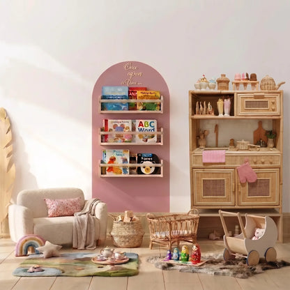 Once Upon a Time Arch Wall Reading Corner Bundle (Decal, Shelves, Couch & Sign) PRE ORDER