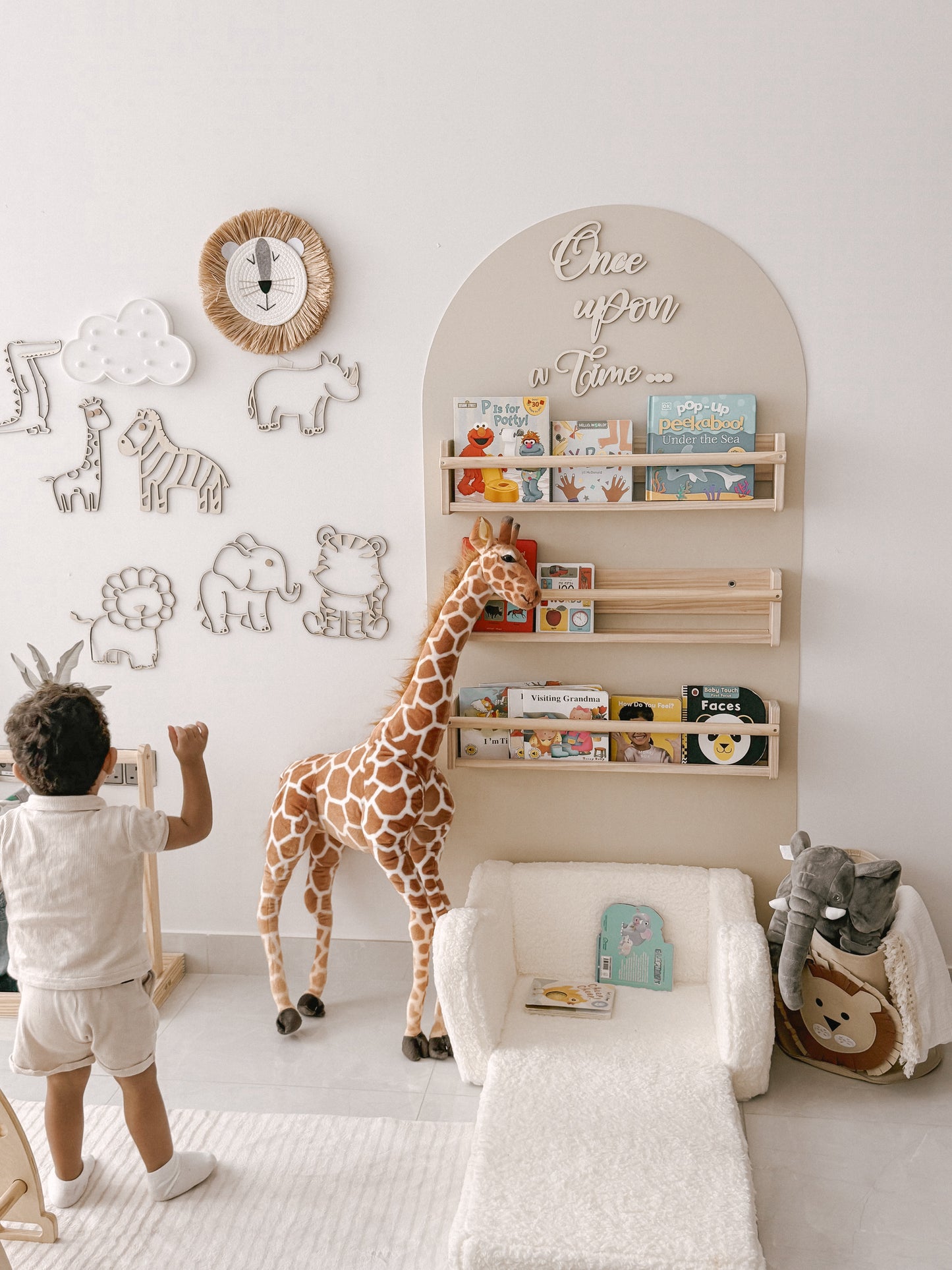 Once Upon a Time Arch Wall Reading Corner Bundle (Decal, Shelves, Couch & Sign) PRE ORDER