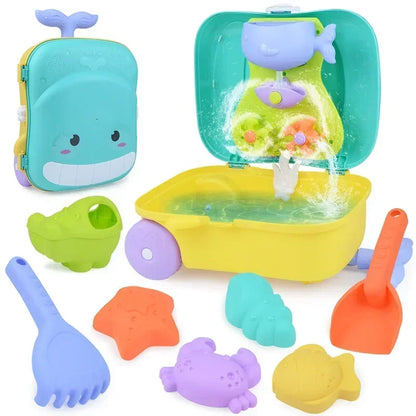Children Summer Beach Sand Toys Outdoor Sand Shovel Water Play Tools Beachside Trolley Suitcase Sand Moulds Sand Rake Kids Gifts