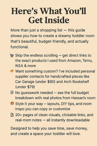 Toddler Room Setup Guide (Digital Download) Create a Pinterest-worthy space for under $990 — includes exclusive supplier links & budget breakdown